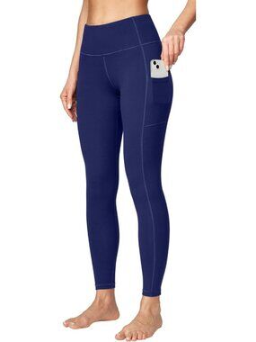 Women's Blue Tummy Control Workout Imported Compression Yoga Leggings